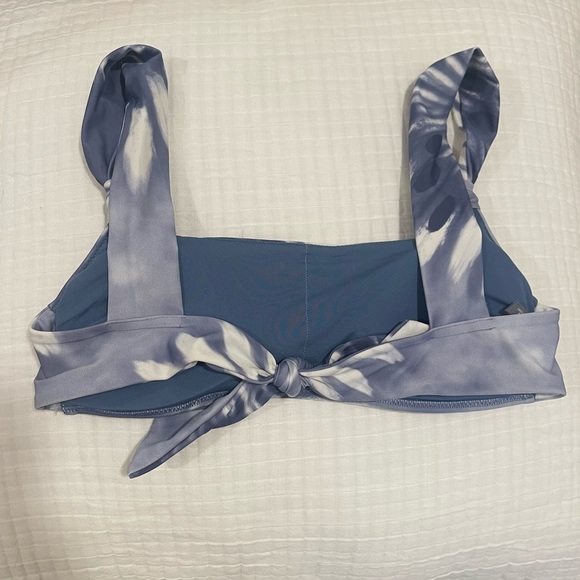 Aerie Dusty Blue Bikini Top Tie Dye Tie Back - Picture 3 of 3